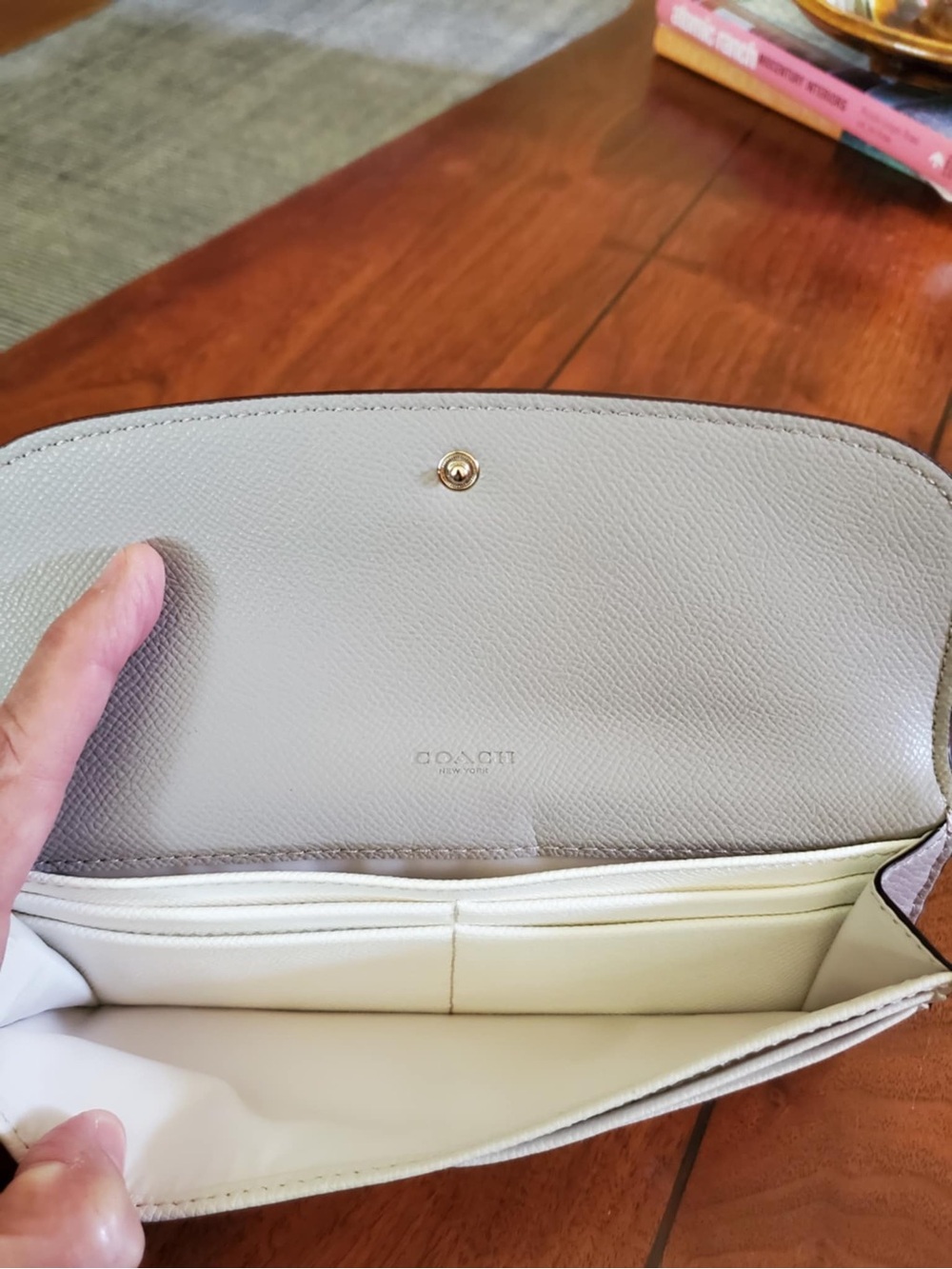 Coach Taupe/Cream  Leather Slim Envelope Continental Wallet F52845 - Picture 7 of 11